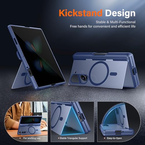 MOBOSI for Z Fold 6 Case with Privacy Screen Protector, Blue - color: Blue