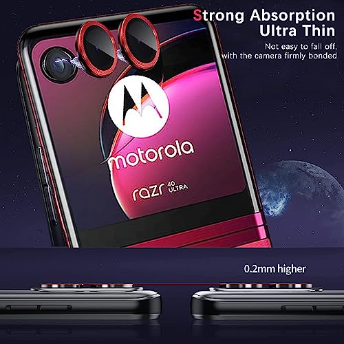 Zeking (2 Set for Motorola Razr 50 Ultra Camera Lens Protector, Scratch-Resistant HD Clarity Ultra-Thin 9H Tempered Glass with Aluminum Edging, Individual Metal Lens Cover (Red) - color: Red