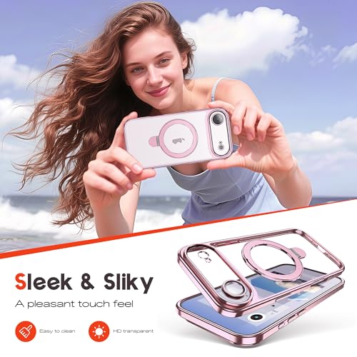 for Plating iPhone Air Case with Magnetic Stand,Rose Gold - color: Rose Gold, size: iPhone 17 Air