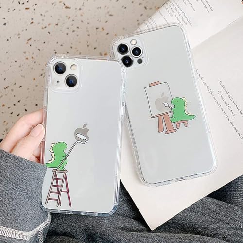 Guppy for iPhone 17 Pro Max Funny Draw Dinosaur Case Cute Animals Embossed Pattern Flexible Soft TPU Rubber Slim Lightweight Cover Shock Absorption Protective Bumper Clear