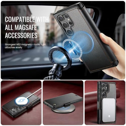 for Galaxy S24 Ultra Slim Wallet Case Wireless Charging, Black - color: Black, size: Samsung Galaxy S24 Ultra