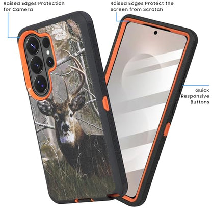 Compatible for Samsung S26 Ultra Rugged Case with Belt Clip Holster & Built-in Screen Protector, Heavy-Duty Full-Body Shockproof Cover, Military-Grade Protective Case (Deer) - color: Deer