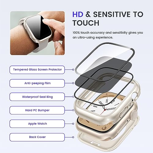 Goton Privacy Waterproof Case for Apple Watch 44mm Series 6/5/4/SE - color: Starlight, size: 44mm