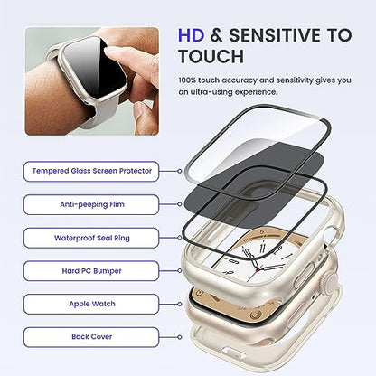 Goton Privacy Waterproof Case for Apple Watch 44mm Series 6/5/4/SE - color: Starlight, size: 44mm
