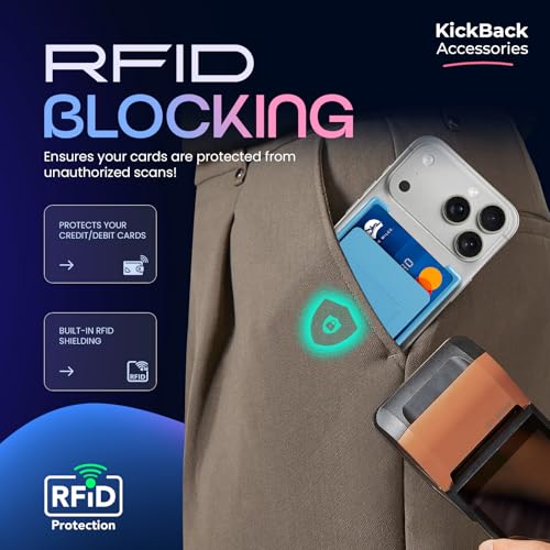 Slim Adhesive Cell Phone Wallet with Built-in Metal Plate - RFID Blocking Credit Card Holder for Phone Case - Plastic Wallet for Phone Holds 3 Cards Securely (Blue) - color: Sky