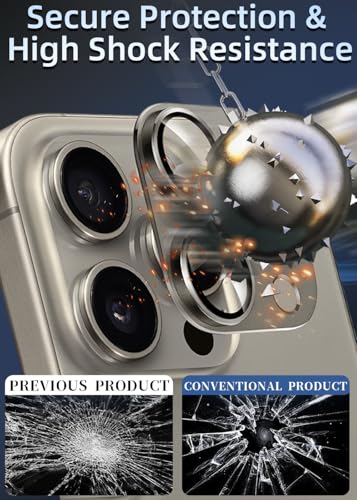 ZXZone for iPhone 16 Pro/iPhone 16 Pro Max Camera Lens Protector, Strong Adhesion Aluminum alloy & Sapphire Glass material [Drop Protection] 9H Tempered Glass Camera Cover screen Metal Ring Case Friendly Scratch Resistant Easy to Install (Grey) - color: G