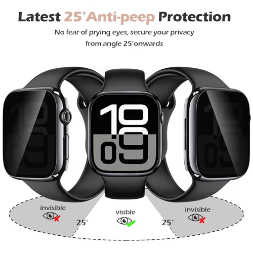 Misxi 2 Pack All-around Protective Privacy PC HD Case for Apple Watch Series 11 (2025) Series 10 42mm, Shockproof Ultra-Thin Cover with Anti-Spy Tempered Glass Screen Protector for iWatch, 1 Jet Black + 1 Transparent - color: 1 Jet Black + 1 Transparent,