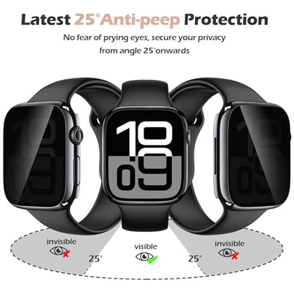 Misxi 2 Pack All-around Protective Privacy PC HD Case for Apple Watch Series 11 (2025) Series 10 42mm, Shockproof Ultra-Thin Cover with Anti-Spy Tempered Glass Screen Protector for iWatch, 1 Jet Black + 1 Transparent - color: 1 Jet Black + 1 Transparent,