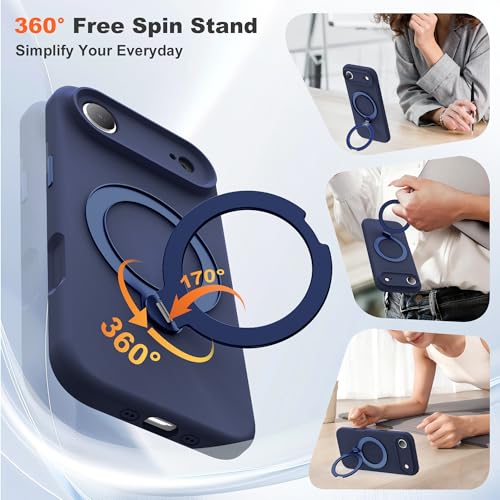 Case for iPhone Air with 360°Spin Stand,6.5" Dark Blue | Magnetic 360°Spin Stand,Compatible with Mag-Safe,Soft Silicone Air Phone Case - color: Dark Blue, size: Iphone Air
