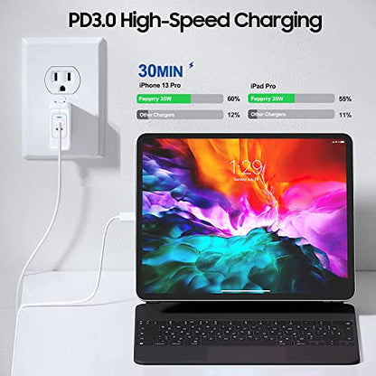 USB C Charger Block, 35W iPhone Fast Charger Dual USB C Port Compact Power Adapter for iPhone 14 Pro/14 Pro Max,13 Pro, iPad, PPS Samsung Galaxy（2 Pack）