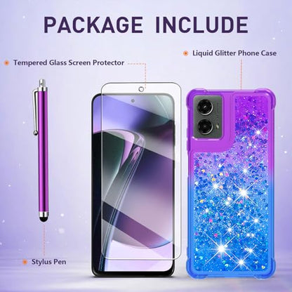for Moto G Play 2024 Case with Screen Protector, Purple Blue - color: Purple Blue Color