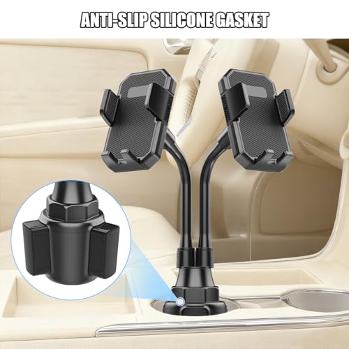 360° Rotatable Long-Neck Dual Cup Holder Phone Mount, Style X908 - size: A297+A297+X908