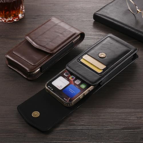 Cell Phone Belt Clip Bag Leather Black, Small Phone Waist Pack Mens - color: Black, size: 6.9 INCH
