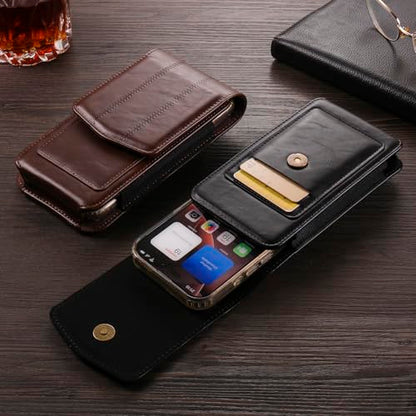 Cell Phone Belt Clip Bag Leather Black, Small Phone Waist Pack Mens - color: Black, size: 6.9 INCH
