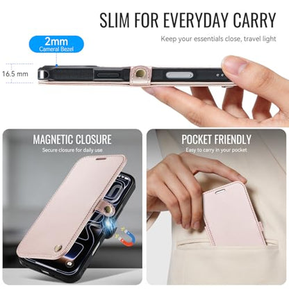 for iPhone 17 Pro Case Wallet Compatible with Magsafe, Rose Gold - color: Rose Gold, size: iPhone 17 Pro - 6.3"