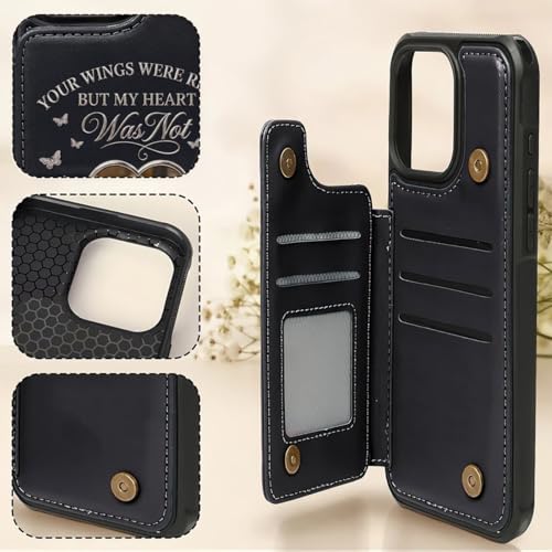 Custom Photo I Will Always Carry with Me Memorial - Personalized Leather Flip Wallet Phone Case Sympathy Gifts Remembrance Keepsake Protective Cellphone Cover Picture Loss of Loved One Multicolor