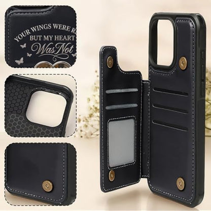 Custom Photo I Will Always Carry with Me Memorial - Personalized Leather Flip Wallet Phone Case Sympathy Gifts Remembrance Keepsake Protective Cellphone Cover Picture Loss of Loved One Multicolor