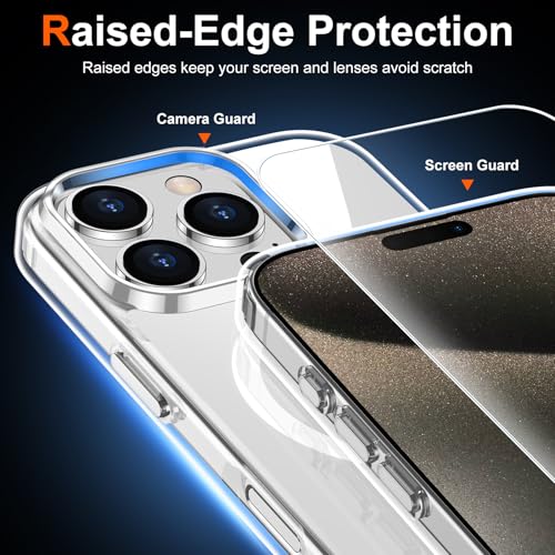 for iPhone 15 Pro Case Clear, Compatible with Magsafe, Anti-Yellowing, Military-Grade Protection, Shockproof Slim Magnetic Phone Case Cover, Transparent