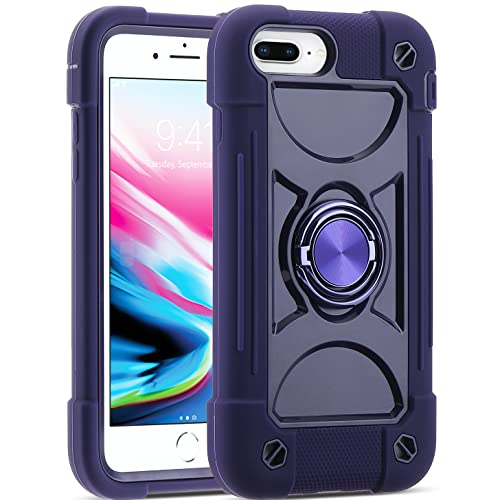 MARKILL Compatible with iPhone 8 Plus/6 Plus Case,iPhone 7 Plus case/iPhone 6S Plus Case 5.5 Inch with Ring Stand, Heavy-Duty Military Grade Shockproof Phone Cover. - color: Deep Purple, size: iPhone 8 Plus/iPhone 7 Plus/6S Plus/6 Plus 5.5"