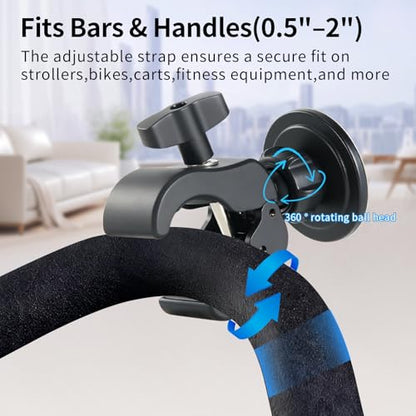 Magnetic Phone Holder Clamp Mount –Strong Magnet Mount for Gym, Microphone Stand, Treadmill, Stroller, Spin Bike, Golf cart, Handlebar,Dia 0.4-2" Rod, compatible with iPhone 16 15 14 13 12 series