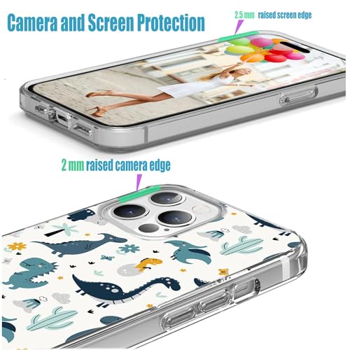 for iPhone 14 Pro Max Case for Women Girl Men, Full Protective Shockproof Slim Soft TPU Clear Phone Cover Cases for iPhone 14 ProMax 6.7,Cute Cartoon Animal Dinosaur Volcanoes Tropical Plant - color: Dinosaur