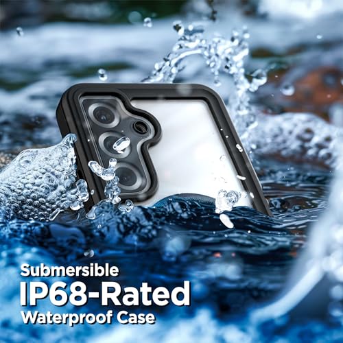 Encased Waterproof Case for Samsung Galaxy S25 Plus with Belt Clip - Full Body Protective Cover with Built-in Screen Protector & Holster (Clear/Black) - size: S25 Plus