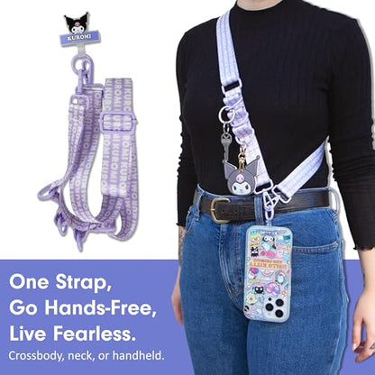 Sonix x Sanrio Crossbody Utility Phone Strap | Adjustable Lanyard Hands-Free Accessory, Universal Tether Tab Attachment - color: Kuromi