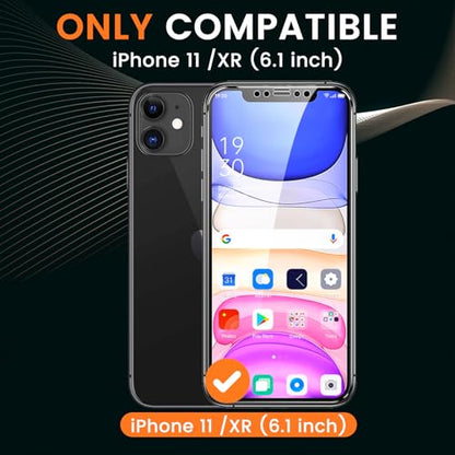 2 Pack 4 Way 360° Privacy Screen Protector for iPhone 11/iPhone XR, Horizontal and Vertical All Around Anti-Spy 9H Tempered Glass Film, Scratch Resistant, Zero Bubbles, Face ID Sensitive - size: iPhone 11/iPhone XR