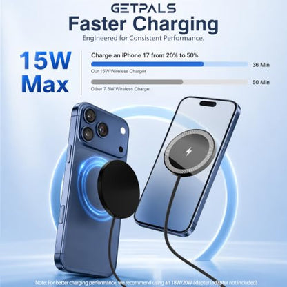 15W Fast Magnetic Wireless Charging Pad Suitable for Travel Home Office - color: Black