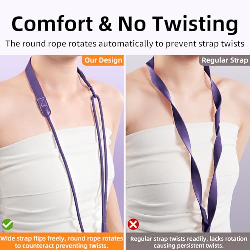Phone Lanyard Crossbody & Neck, Adjustable Wide Strap with Anti-Loss Lock for iPhone Samsung - Universal Hands Free - color: Dark Purple