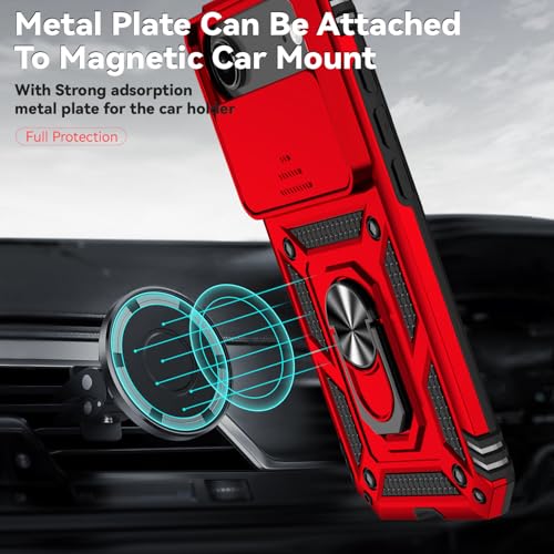 for iPhone Air Case, with Slide Camera Cover HD Screen Protector [Military Grade 16ft. Drop Tested] Ring Holder Kickstand Protective Phone Case for Apple iPhone Air 2025, Red - color: Red w/ Slide Camera 2nd gen. Military Grade
