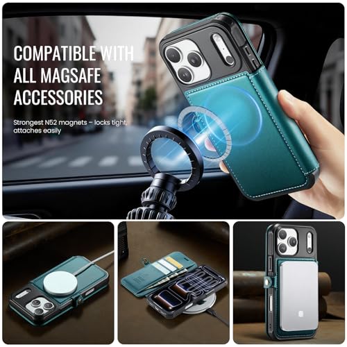 for iPhone 17 Pro Max Slim Case Wallet Wireless Charging Bluegreen - color: Blue Green, size: iPhone 17 Pro Max - 6.9"