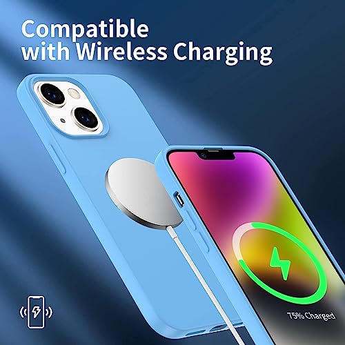 Compatible with iPhone 14 Case 6.1", Slim Silicone 3 Layers Full Covered Soft Gel Rubber Cover Protective Phone Case with Anti-Scratch Microfiber Lining (Azure) - color: Azure, size: iPhone 14