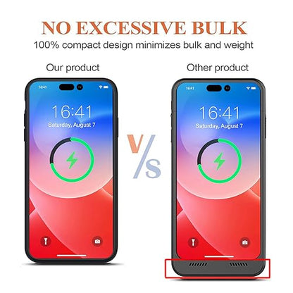 Battery Case for iPhone 14 Pro, 10000mAh Portable Protective Charging Case with Wireless Charging Compatible with iPhone 14 Pro (6.1 inch) Rechargeable Battery Pack Charger Case with Carplay (Black) - size: iPhone 14 Pro