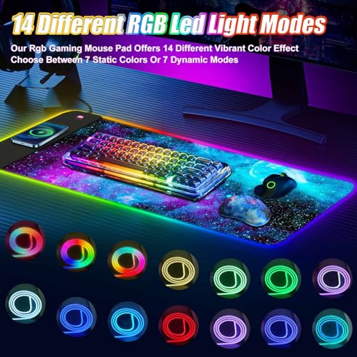 ToLuLu Wireless Charging RGB Gaming Mouse Pad,15W LED 30W Charger Mouse Mat - color: Galaxy Nebula Space