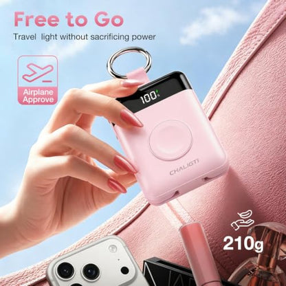10000mAh Portable Charger,22.5W Power Bank& iWatch Charger,Pink - color: Pink, size: 10000mAh