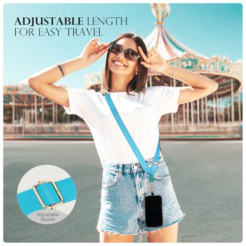 TiMOVO Phone Lanyard Crossbody Wrist Strap, Adjustable Anti-Theft Strap for Smartphone Case - color: Blue