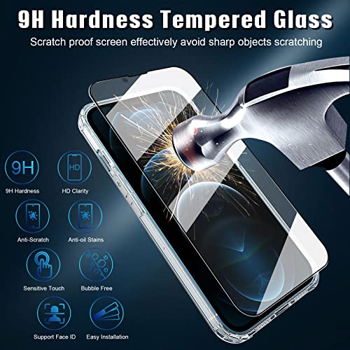 5 in 1 Clear Case for iPhone 12 6.1-Inch, with 2 Screen Protector and 2 Camera Lens Protector, 9H Edge Protection Tempered Glass Film, Shockproof Drop Transparent Protection Cover - size: iPhone 12