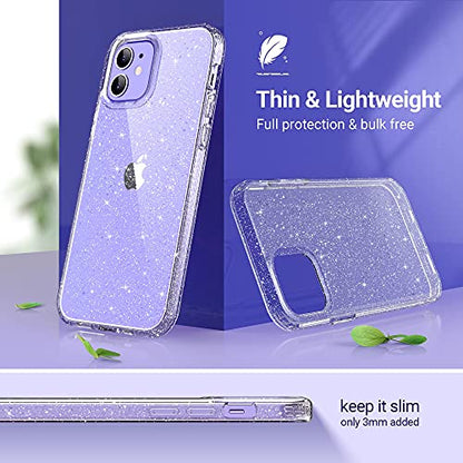ULAK Compatible with iPhone 12 Case Clear Glitter, Transparent | Sparkle Bling Soft TPU Women Girls Shockproof Protective Phone Case Designed for iPhone 12 & iPhone 12 Pro 6.1 inch - color: Clear