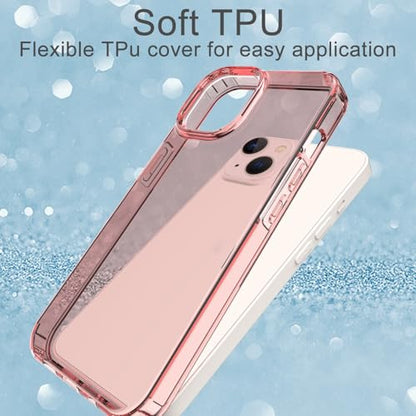 Phone Case for iPhone 14 Clear, [Crystal Clear][Non-Yellowing] Slim Shockproof Reinforced Drop Protective Flexible TPU Back Cover Phone Case for iPhone 14 Protective Case(Pink) - color: Pink