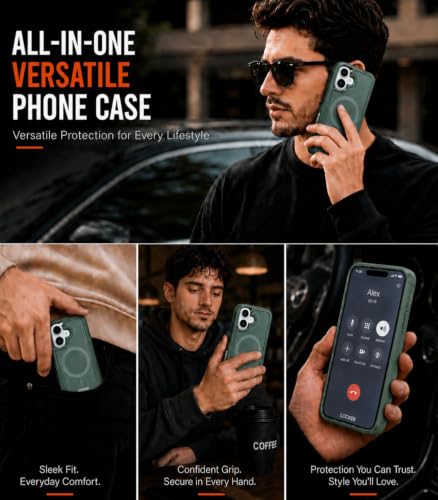 LOOXER® Heavy Duty Rugged Magnetic Case for iPhone 17 (6.3”) | Military Grade Shockproof Protection,MagSafe Compatible+ Tempered Glass Included (Green, 17) - color: Green, size: 17
