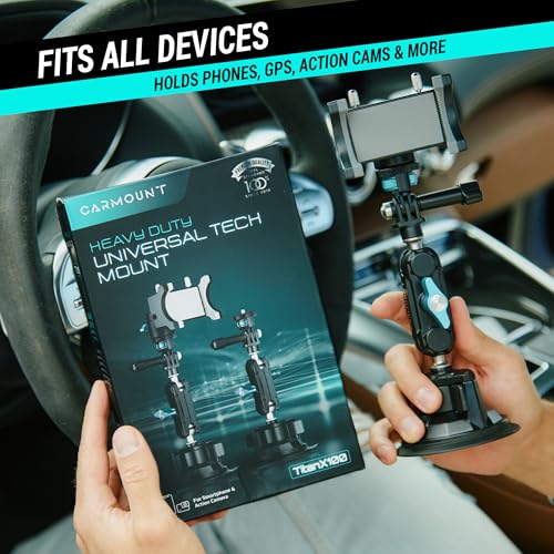 CARMOUNT TitanX100 Pro – 2026 Model, Universal Dashboard & Windshield Cell Phone Car Mount, Adjustable Suction Cup Phone Mount, Heavy Duty Metal Phone Holder, Window Phone Mount - style: TitanX100 Pro