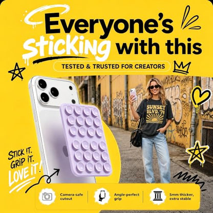Magnetic Suction Sticky Phone Grip for iPhone 12-17 Series, Lavender - color: Lavender