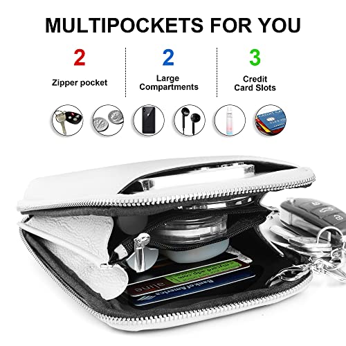 befen Genuine Leather Crossbody Cell Phone Purse for Women, Small Zip Around RFID Blocking Crossbody Wallet Bags - color: White
