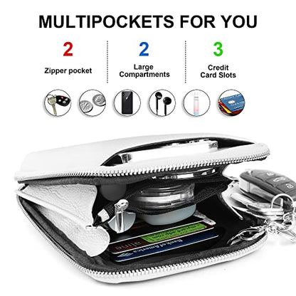befen Genuine Leather Crossbody Cell Phone Purse for Women, Small Zip Around RFID Blocking Crossbody Wallet Bags - color: White