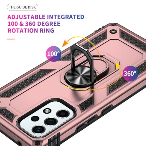 for Samsung A53 5G Case, Galaxy A53 5G Case with HD Screen Protector, [Military Grade 16ft. Drop Tested] Ring Shockproof Protective Phone Case for Samsung Galaxy A53 5G,Rose Gold - color: Samsung Galaxy A53 5G Case Rose Gold