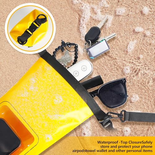 IP68 Waterproof Dry Bag, 2L - Roll Top Waterproof Pool Bag，dry bags for kayaking waterproof-w/Phone Pouch,Large Waterproof Phone Pouch,Boating & Kayak Accessories camping (yellow) - color: yellow