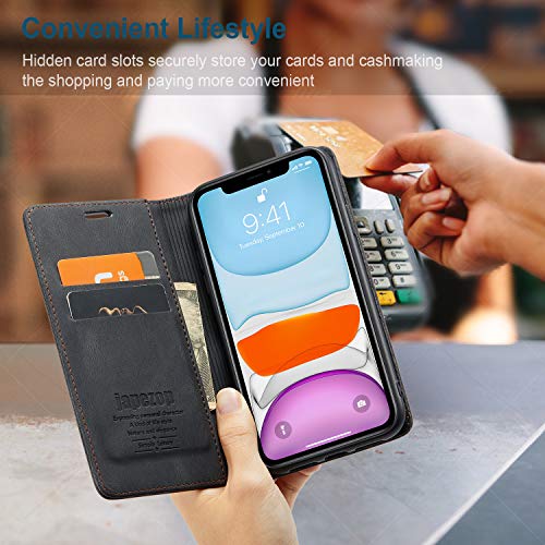 japezop Compatible with iPhone 11 Case,iPhone 11 Case Wallet with[RFID Blocking] Card Holder Kickstand, Leather Flip Wallet Case for iPhone 11 6.1 inch(Black) - color: Black, size: iPhone 11 6.1 Inch