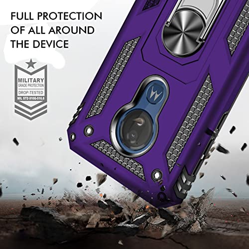 Moto G7 Power Case - Military Grade 360 Rotating Metal Ring Holder Kickstand Protective Phone Cover for Motorola Moto G7 Power, Purple