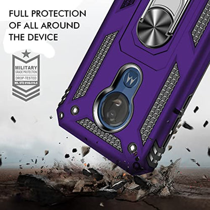 Moto G7 Power Case - Military Grade 360 Rotating Metal Ring Holder Kickstand Protective Phone Cover for Motorola Moto G7 Power, Purple